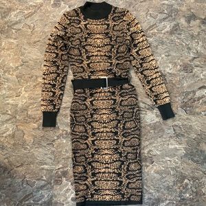 Fashion Nova snake skin print wool dress backless